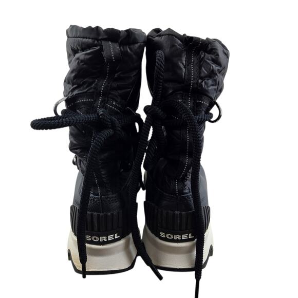 Sorel Kinetic Snow Boots Womens 9 Black White Lace Up Comfort Winter Gorpcore - Picture 10 of 13